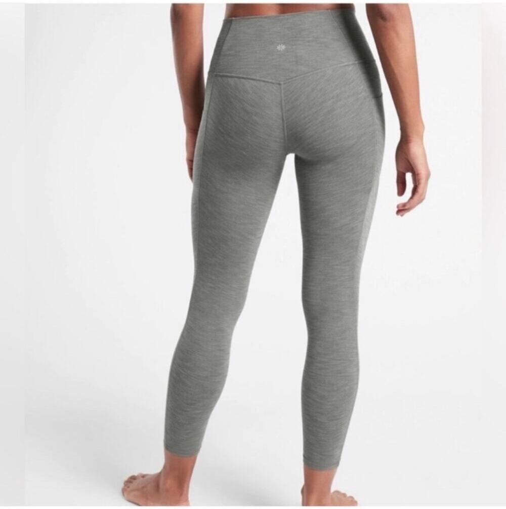 Athleta Leggings Womens 1X Green Gray Salutation Stash 7/8 Yoga Pilates Gym